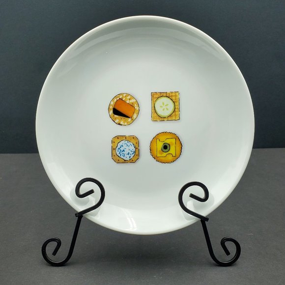 Boston Warehouse Wine & Cheese Appetizer Plates Nancy Green Dessert Snack Plates - Picture 4 of 7